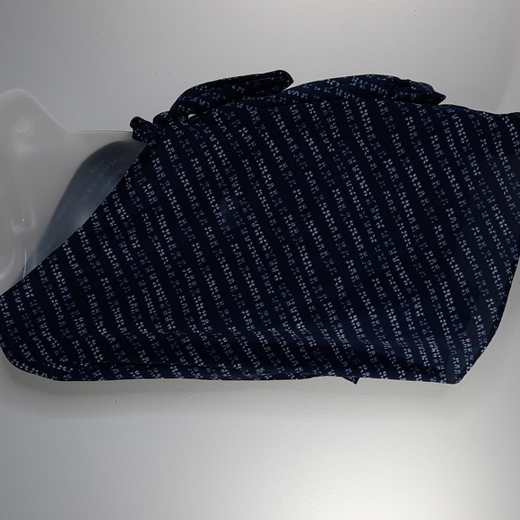 NWT SLIM FACTOR INDIGO/ WHITE SHIBORI STRIPE PRINT BLOUSE SZ L. - Picture 7 of 13